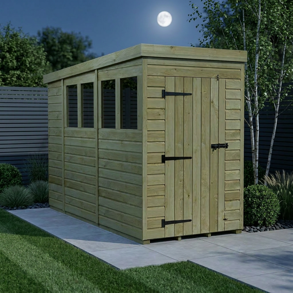 4 x 10 Pent Shed (Single Door, With Windows) - view 2