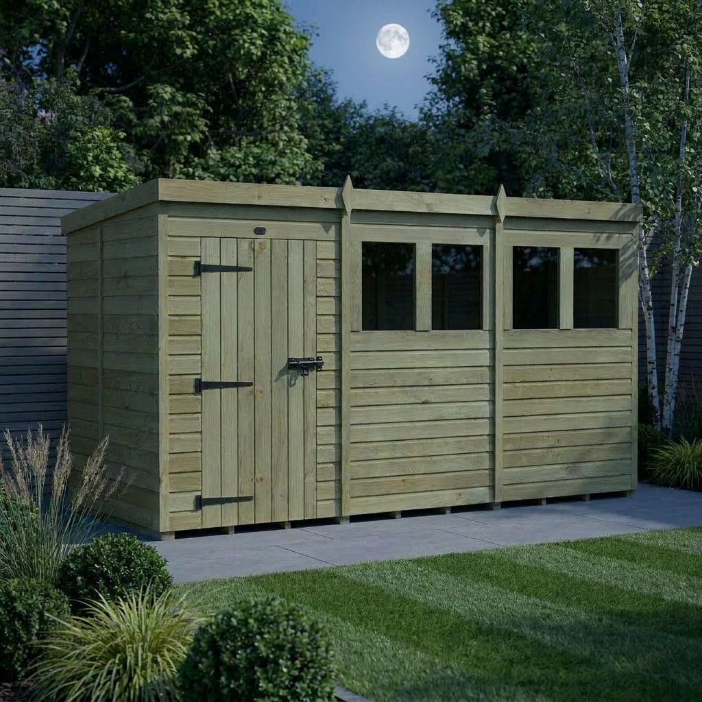 12 x 5 Pent Shed (Single Door, With Windows) - view 3