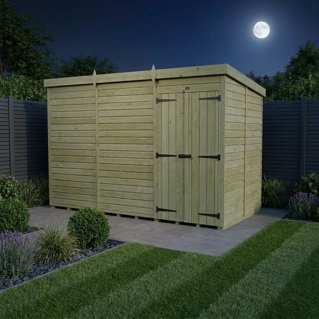 12 x 7 Pent Shed (Double Door, No Windows) - view 3