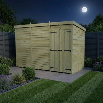 12 x 7 Pent Shed (Double Door, No Windows) - view 3