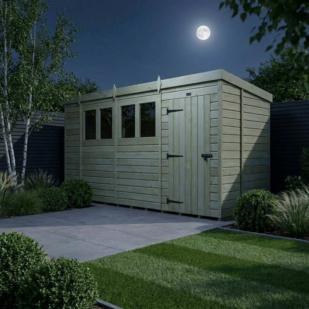 14 x 6 Pent Shed (Single Door, With Windows) - view 4