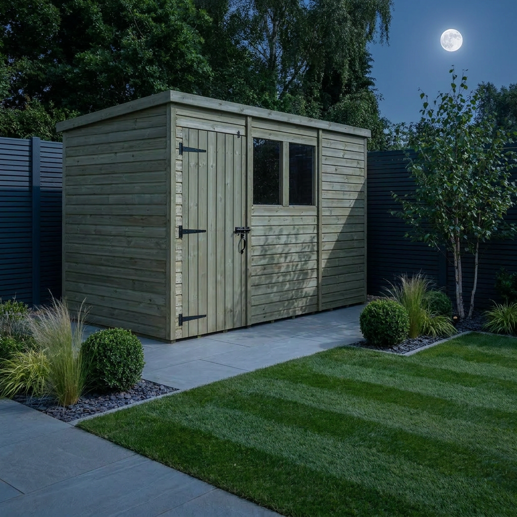 11 x 5 Pent Shed (Single Door, With Windows) - view 5