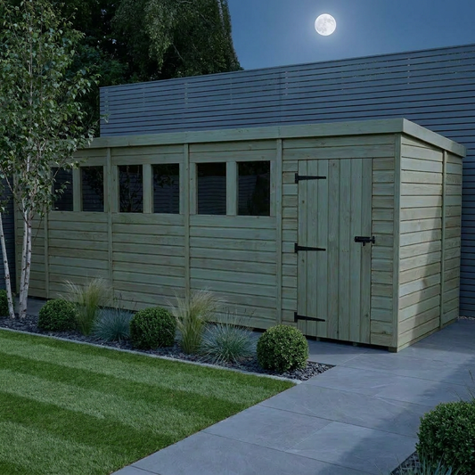 19 x 7 Pent Shed (Single Door, With Windows) - view 2