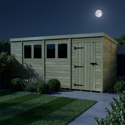 15 x 8 Pent Shed (Single Door, With Windows) - view 4