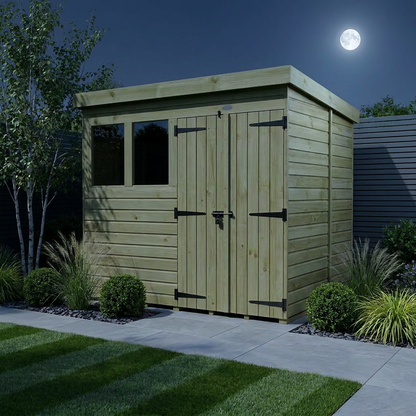 8 x 6 Pent Shed (Double Door, With Windows) - view 4