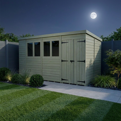 14 x 8 Pent Shed (Double Door, With Windows) - view 3