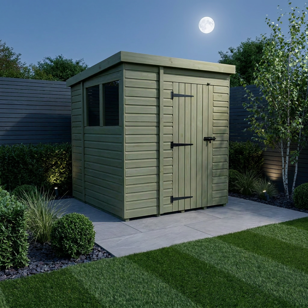 7 x 7 Pent Shed (Single Door, With Windows) - view 3