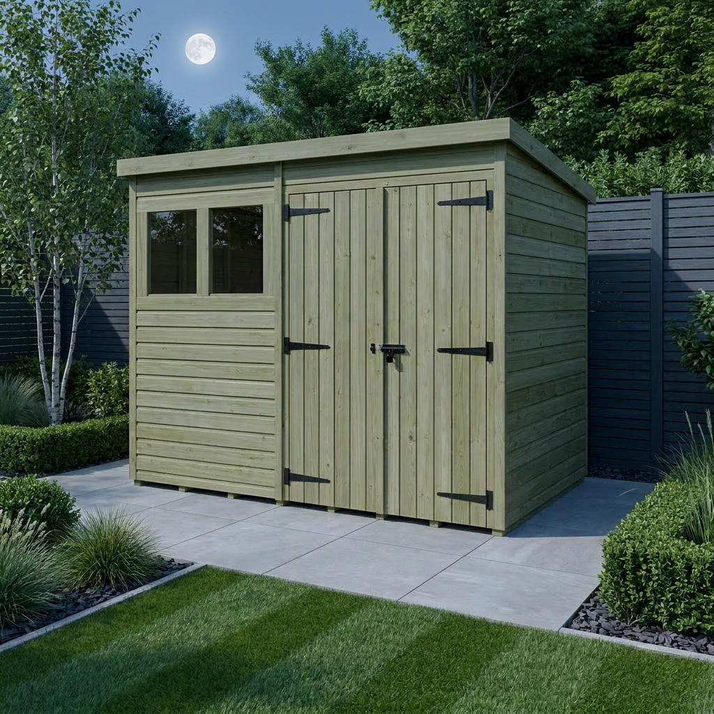 8 x 4 Pent Shed (Double Door, With Windows) - view 3