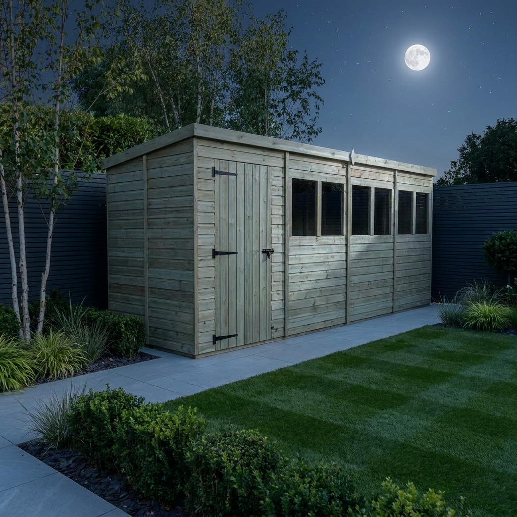 16 x 5 Pent Shed (Single Door, With Windows) - view 2