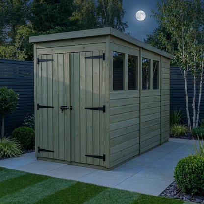 4 x 10 Pent Shed (Double Door, With Windows) - view 2