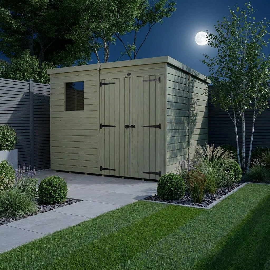 7 x 7 Pent Shed (Double Door, With Windows) - Pent Shed