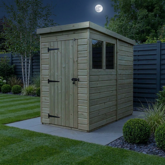 4 x 7 Pent Shed (Single Door, With Windows) - view 2