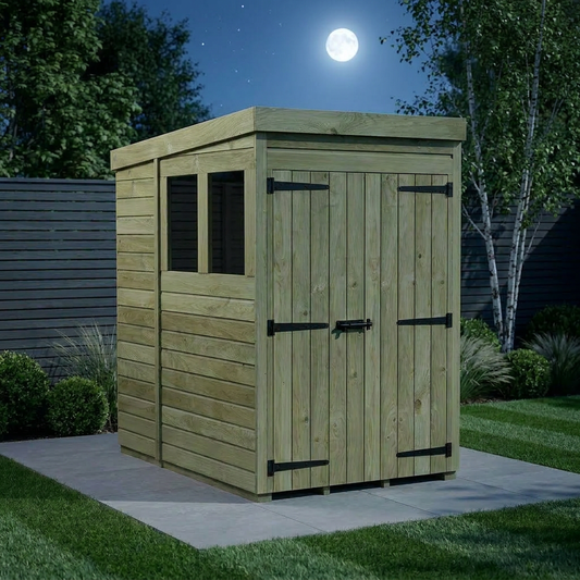 4 x 6 Pent Shed (Double Door, With Windows) - Pent Shed