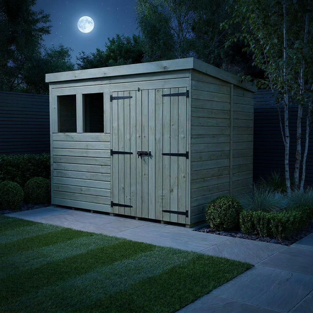 7 x 6 Pent Shed (Double Door, With Windows) - Pent Shed