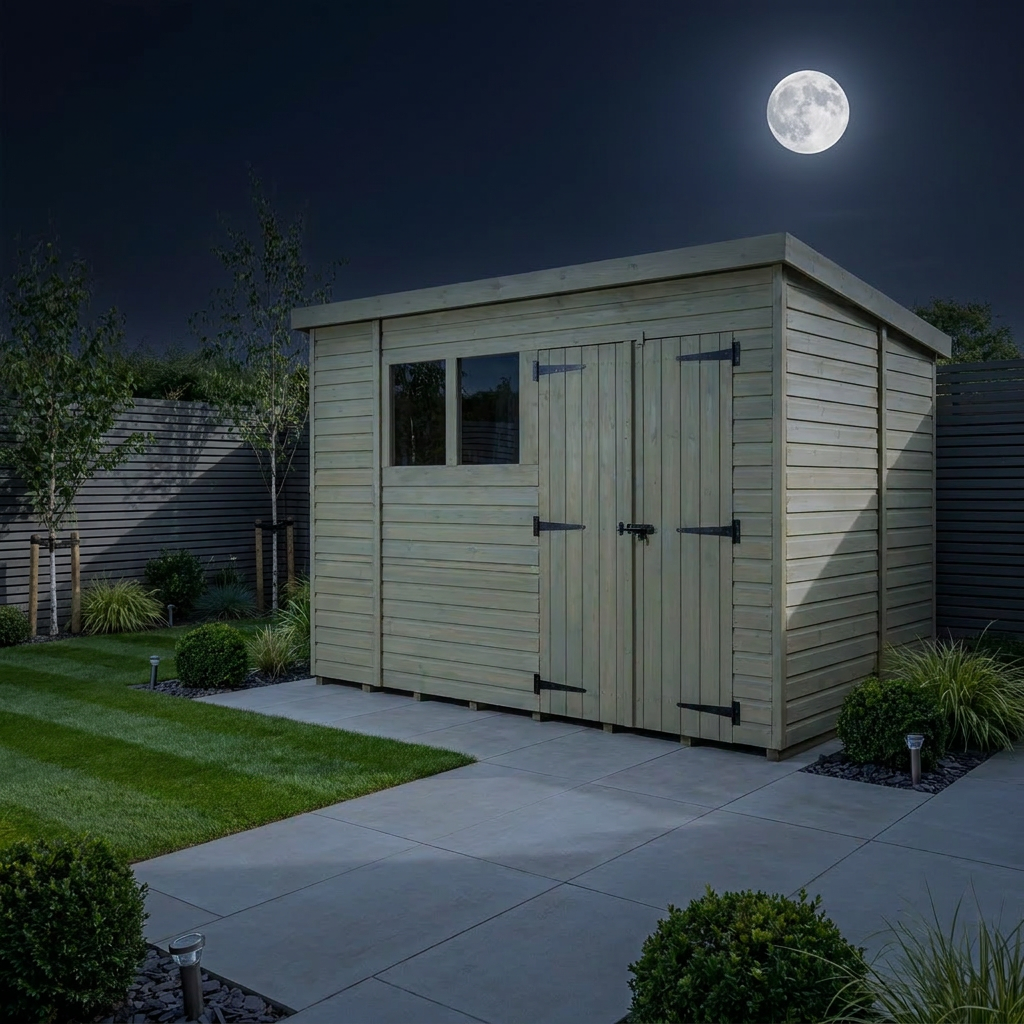 10 x 6 Pent Shed (Double Door, With Windows) - Pent Shed
