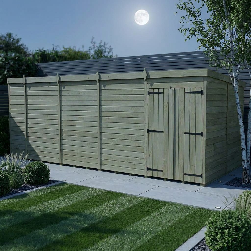18 x 7 Pent Shed (Double Door, No Windows) - Pent Shed