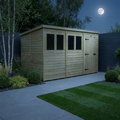 12 x 9 Pent Shed (Single Door, With Windows) - Pent Shed