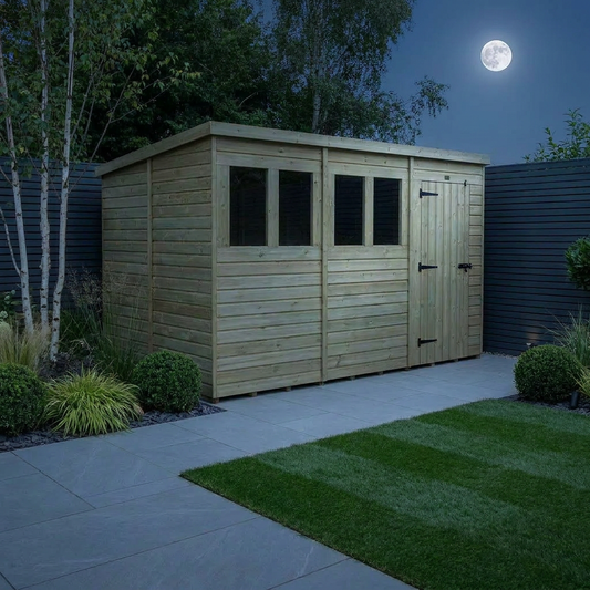 12 x 9 Pent Shed (Single Door, With Windows) - Pent Shed