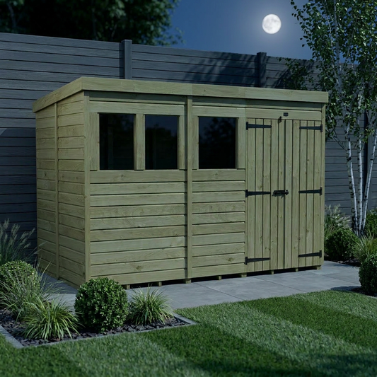 12 x 6 Pent Shed (Double Door, With Windows) - Pent Shed
