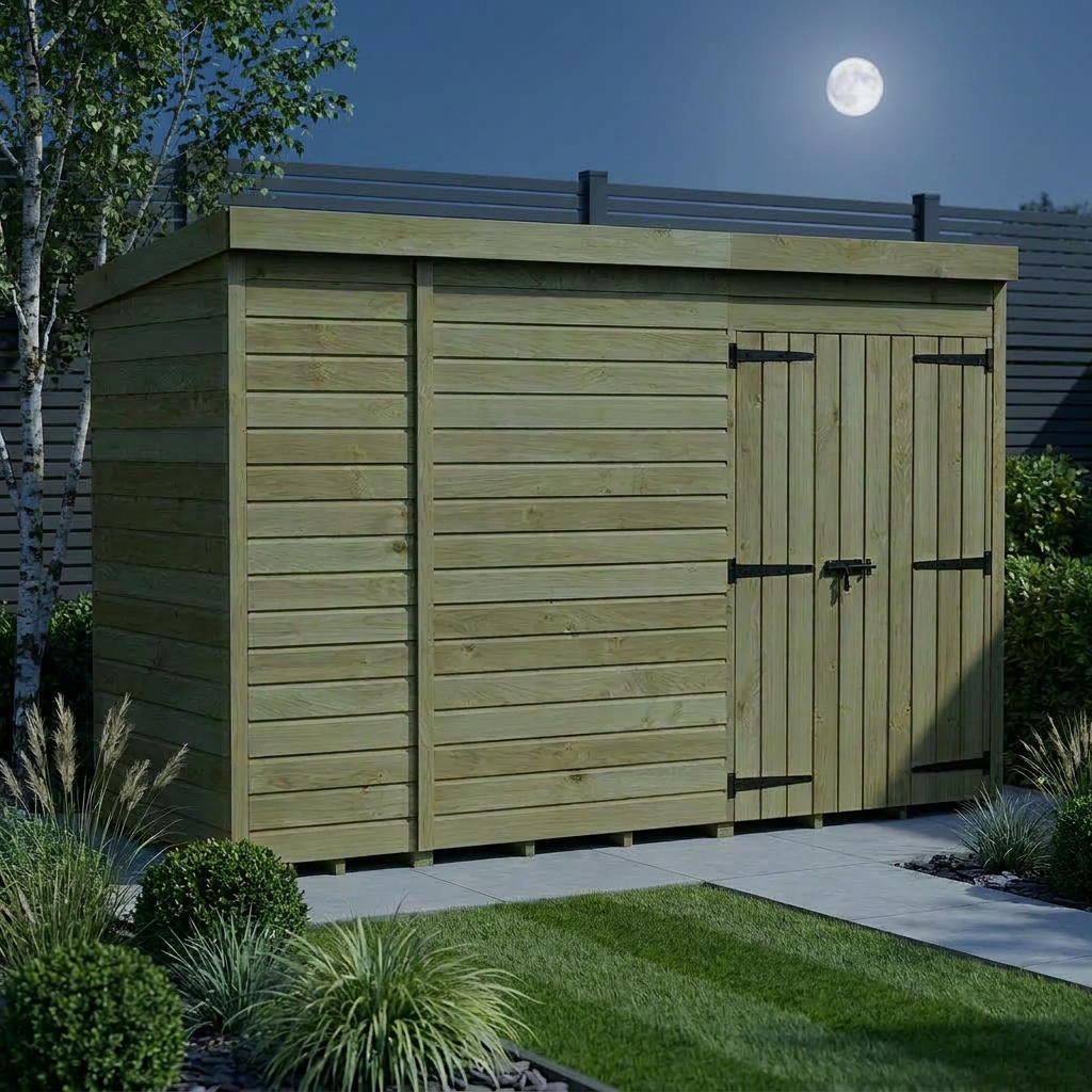10 x 4 Pent Shed (Double Door, No Windows) - Pent Shed