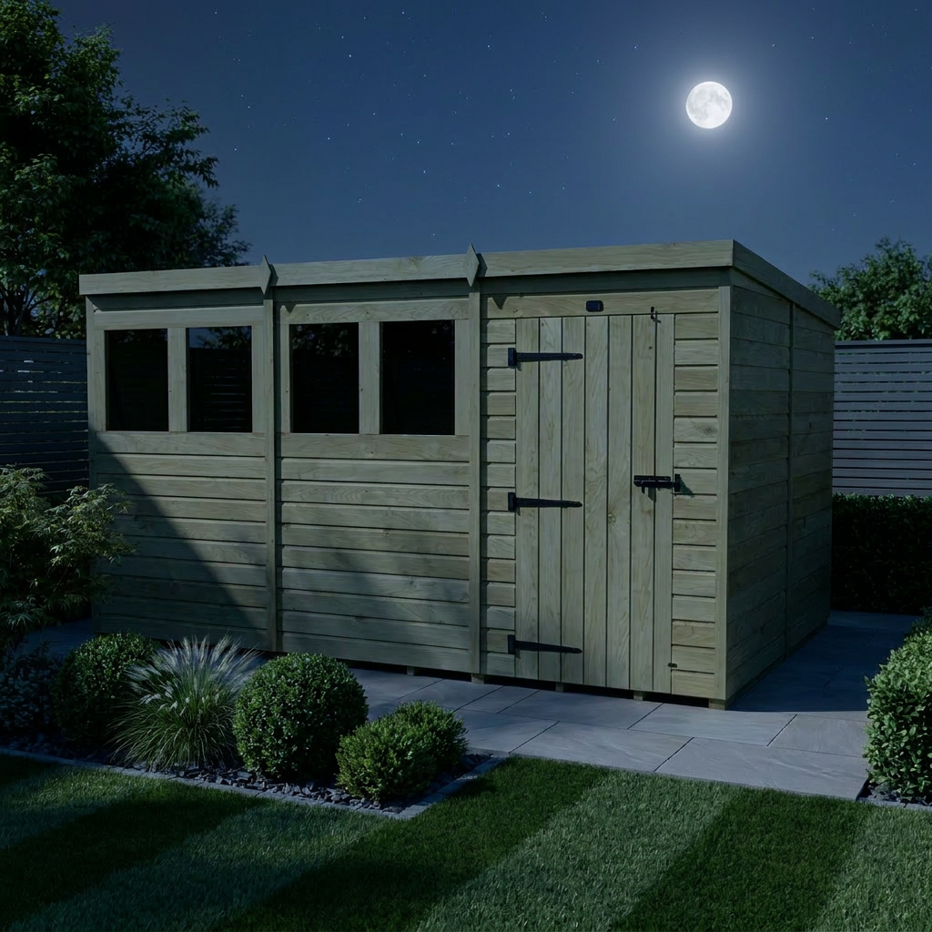 12 x 8 Pent Shed (Single Door, With Windows) - Pent Shed