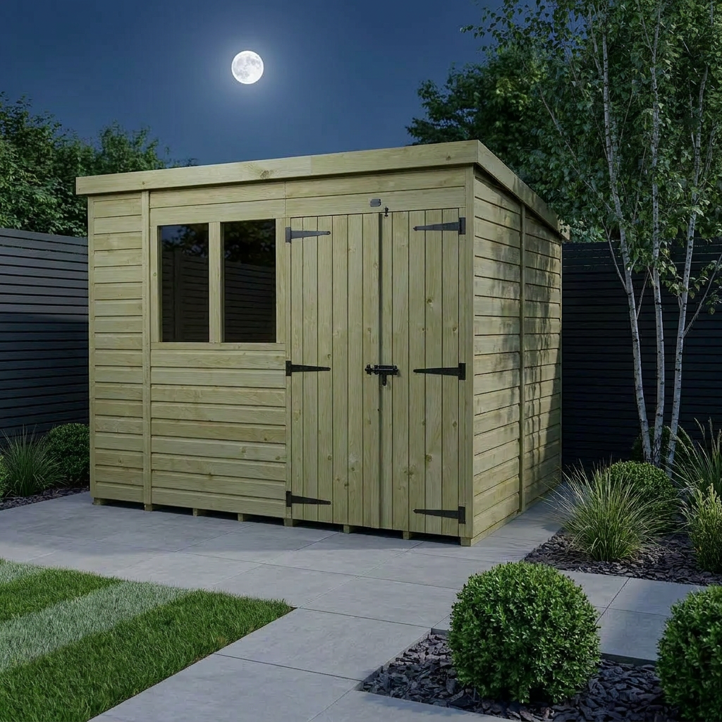 11 x 6 Pent Shed (Double Door, With Windows) - Pent Shed