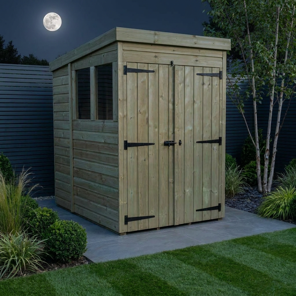 4 x 5 Pent Shed (Double Door, With Windows) - view 2