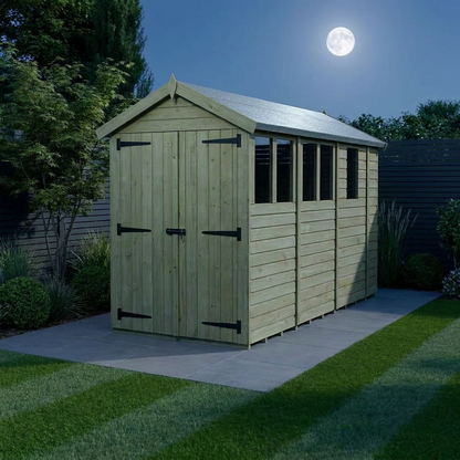 4 x 13 Apex Shed (Double Door, With Windows) - view 2