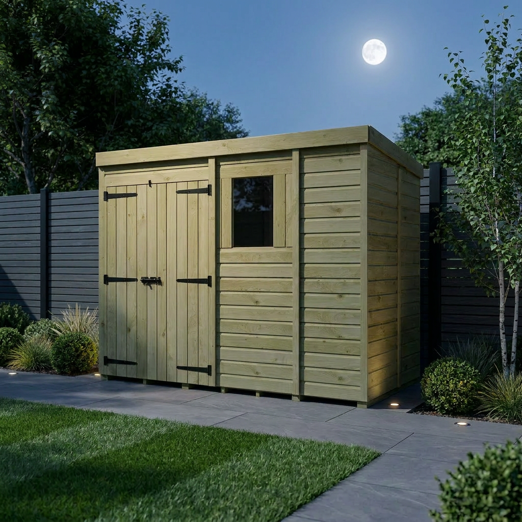 9 x 5 Pent Shed (Double Door, With Windows) - view 3