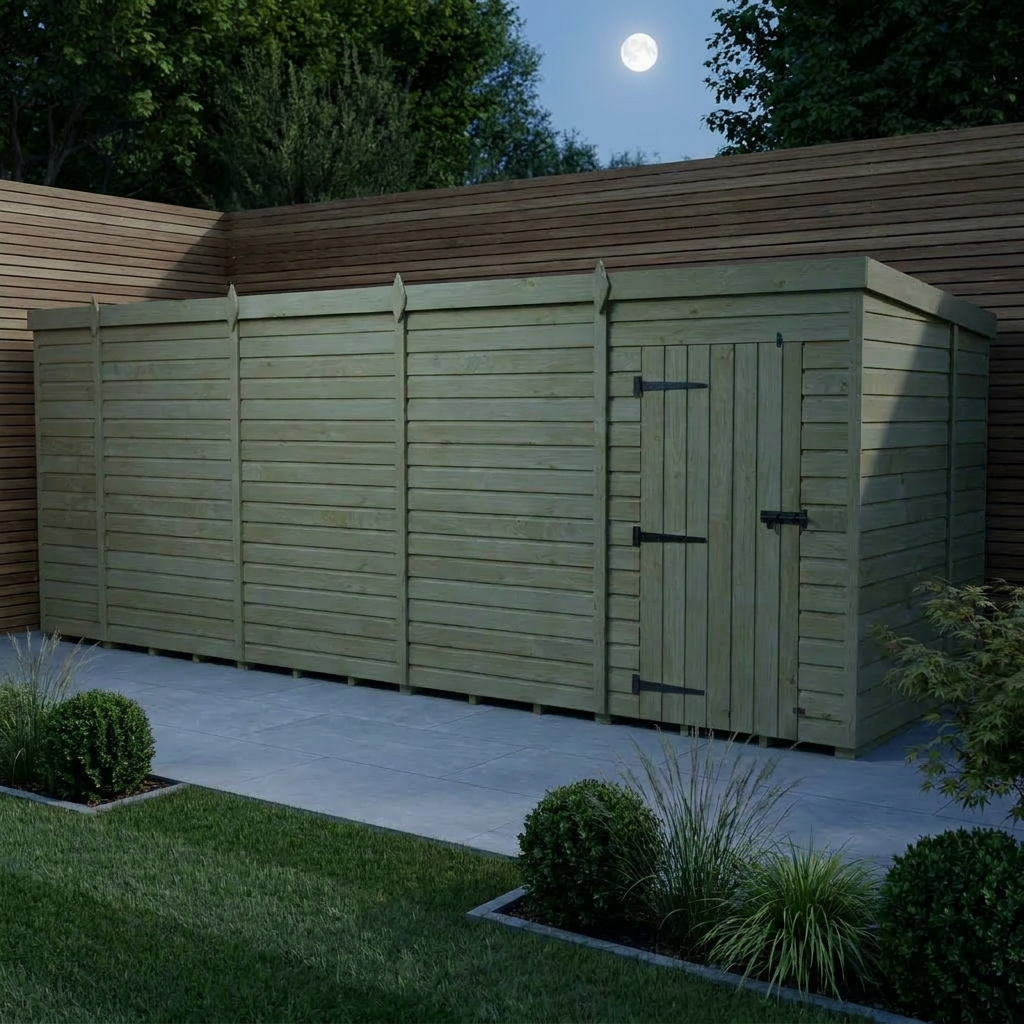 19 x 6 Pent Shed (Single Door, No Windows) - view 2