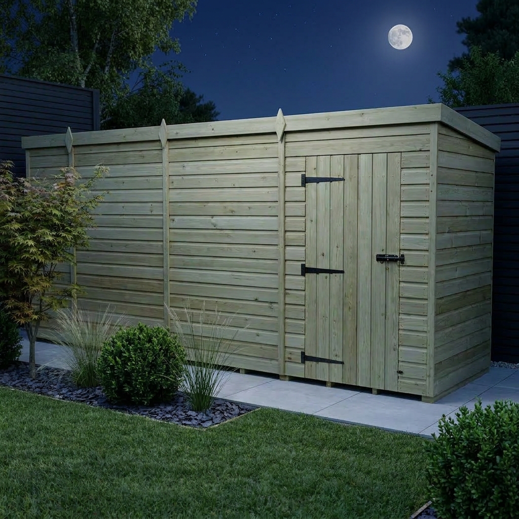 15 x 4 Pent Shed (Single Door, No Windows) - view 3