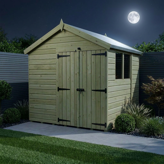 8 x 7 Apex Shed (Double Door, With Windows) - view 2