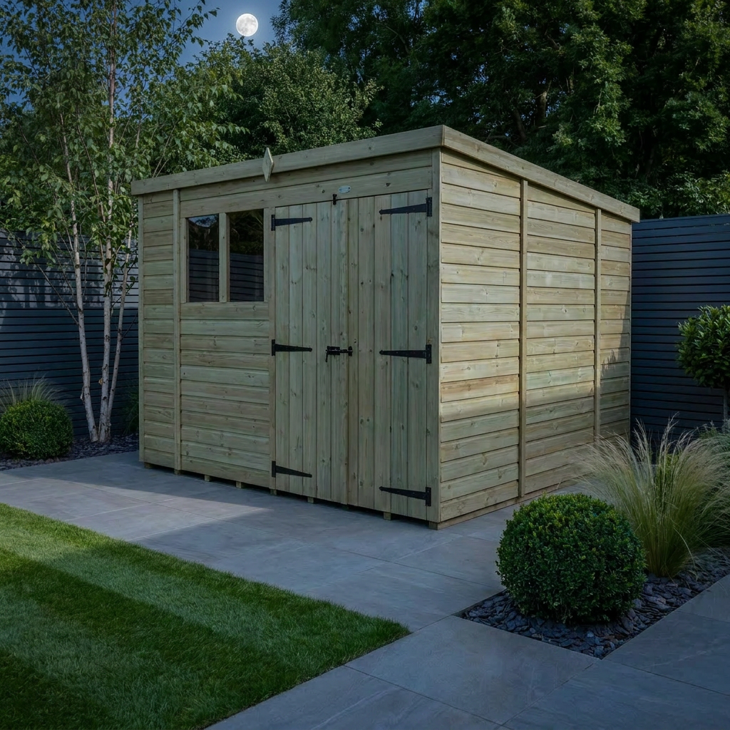 10 x 10 Pent Shed (Double Door, With Windows) - view 4