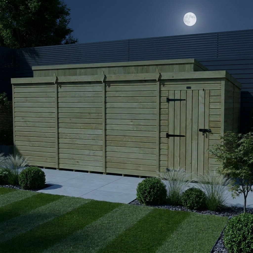 16 x 8 Pent Shed (Single Door, No Windows) - Pent Shed