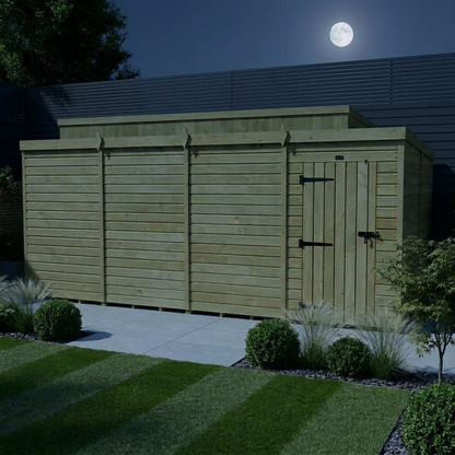 16 x 8 Pent Shed (Single Door, No Windows) - Pent Shed