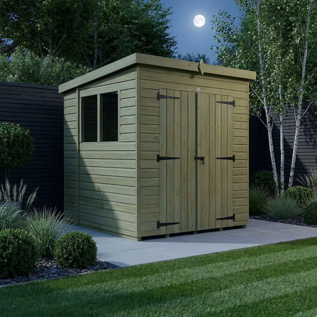 6 x 6 Pent Shed (Double Door, With Windows) - view 3