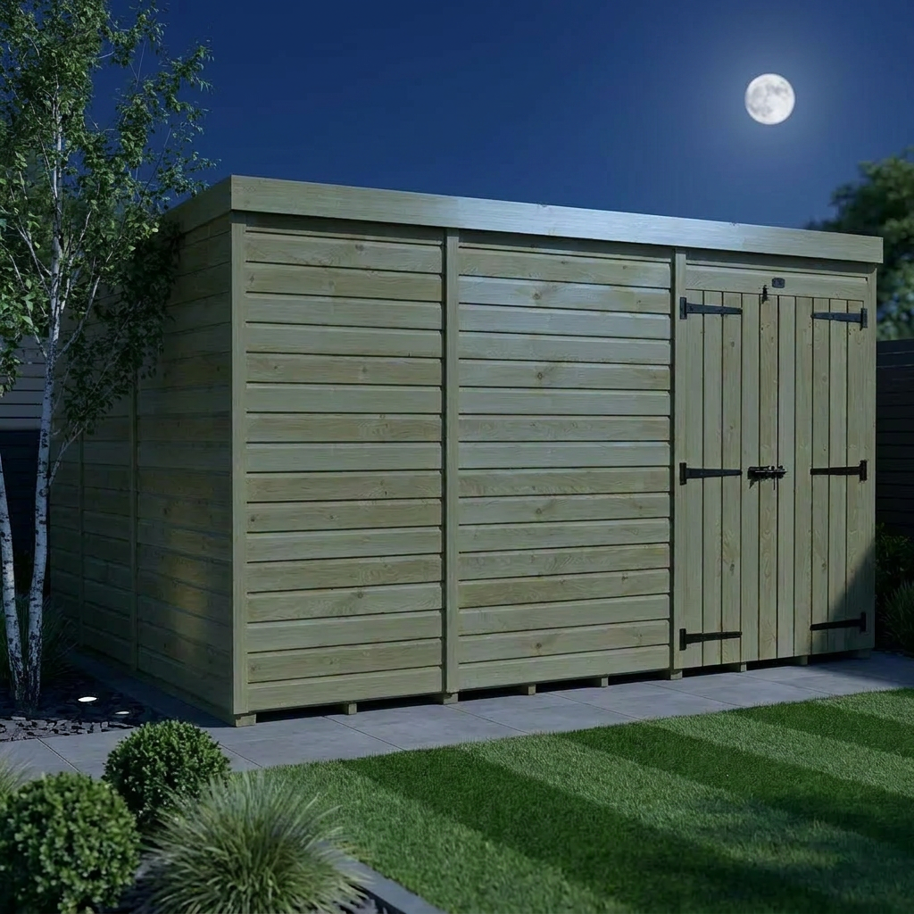 11 x 9 Pent Shed (Double Door, No Windows) - view 3