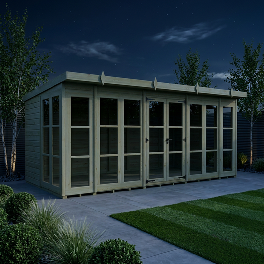 16 x 8 Georgian Window Pent Summer House - view 2