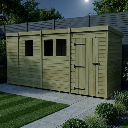 13 x 4 Pent Shed (Single Door, With Windows) - view 2