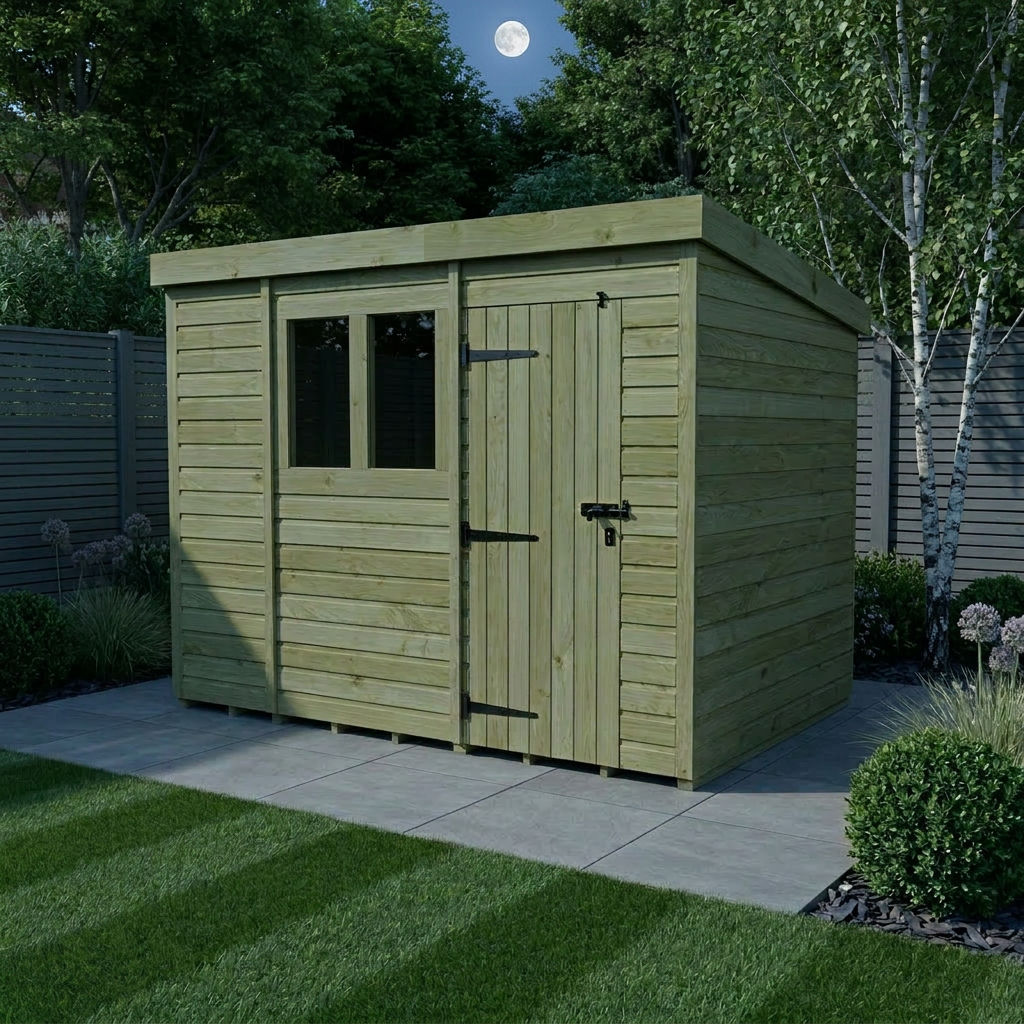 10 x 4 Pent Shed (Single Door, With Windows) - Pent Shed