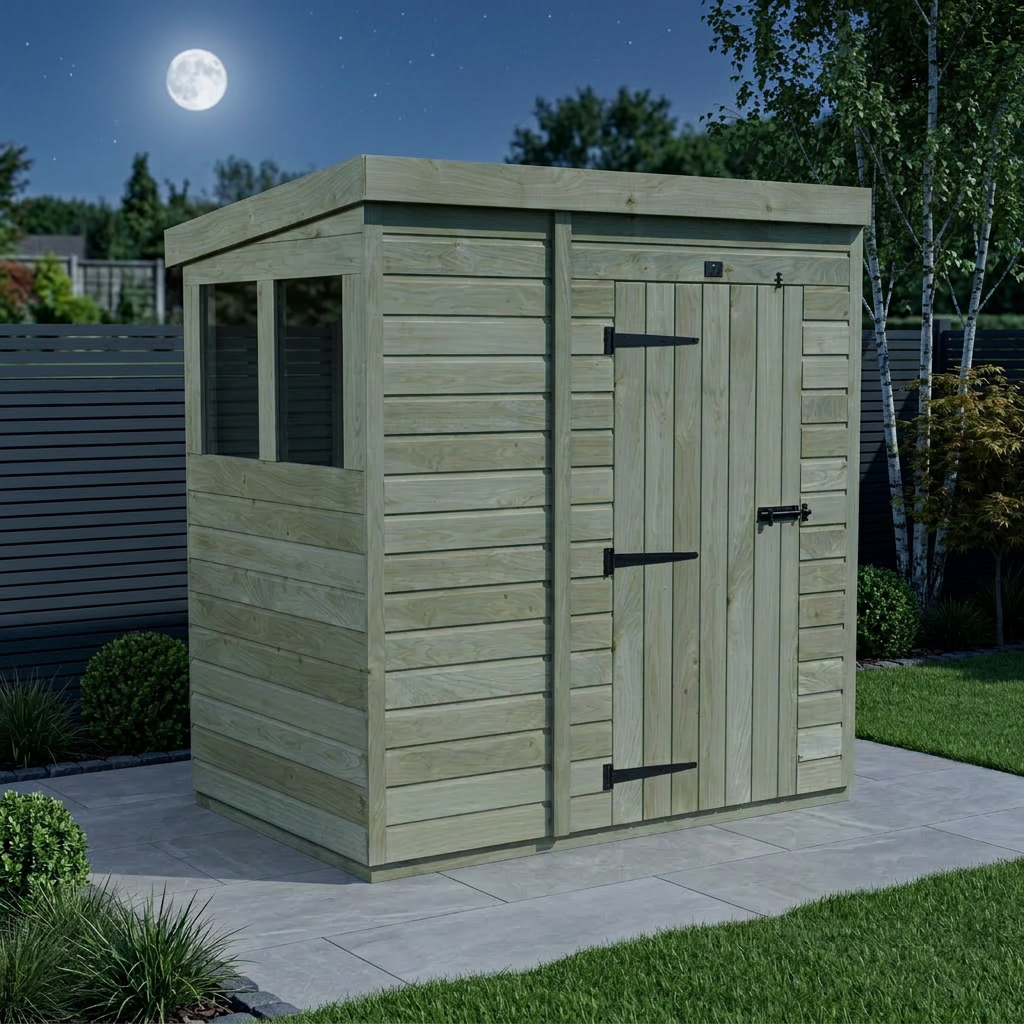 7 x 4 Pent Shed (Single Door, With Windows) - view 2