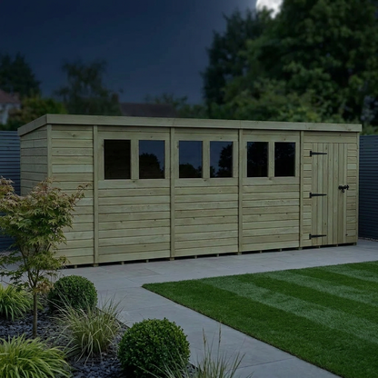 18 x 4 Pent Shed (Single Door, With Windows) - view 2