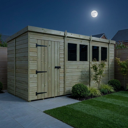 15 x 5 Pent Shed (Single Door, With Windows) - Pent Shed