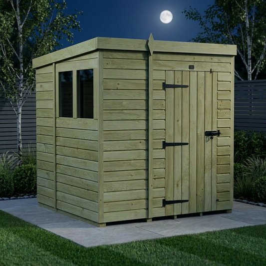 6 x 6 Pent Shed (Single Door, With Windows) - view 2