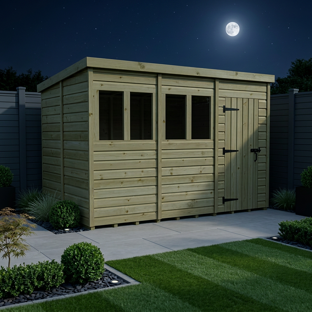 12 x 6 Pent Shed (Single Door, With Windows) - view 2