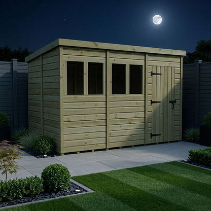 12 x 6 Pent Shed (Single Door, With Windows) - view 2