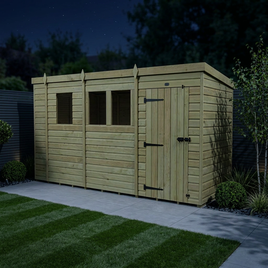 13 x 6 Pent Shed (Single Door, With Windows) - view 2