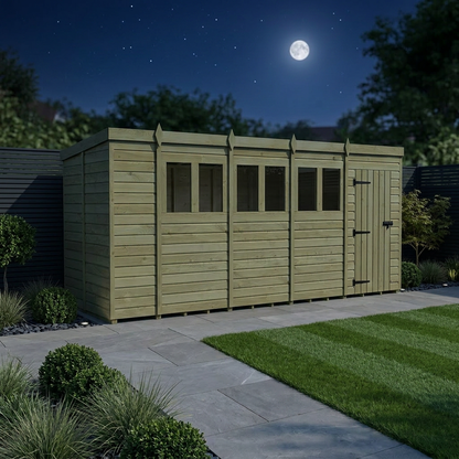 18 x 6 Pent Shed (Single Door, With Windows) - view 2