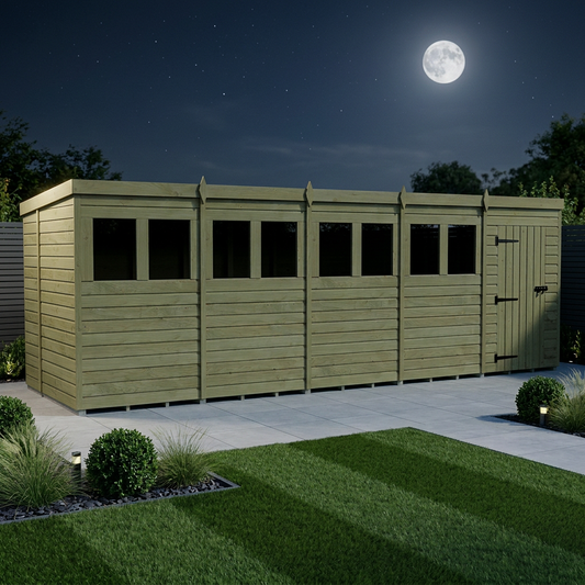 20 x 6 Pent Shed (Single Door, With Windows) - view 2