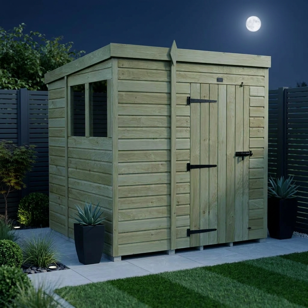 6 x 7 Pent Shed (Single Door, With Windows) - view 2